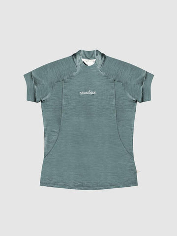 Merino Mock Neck Tee - Sea Pine