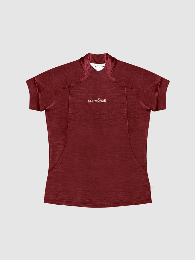 Merino Mock Neck Tee - Rosewood