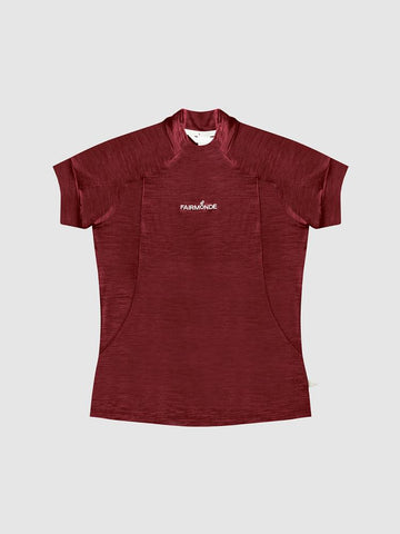 Merino Mock Neck Tee - Rosewood