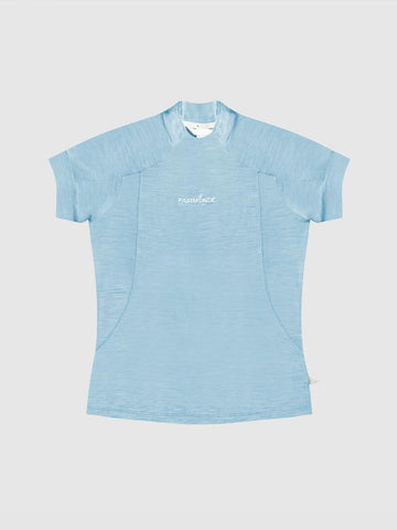 Merino Mock Neck Tee - Ash Blue