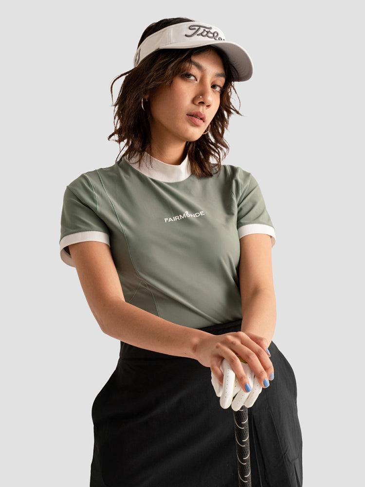 Mock Neck Tee - Serene Green