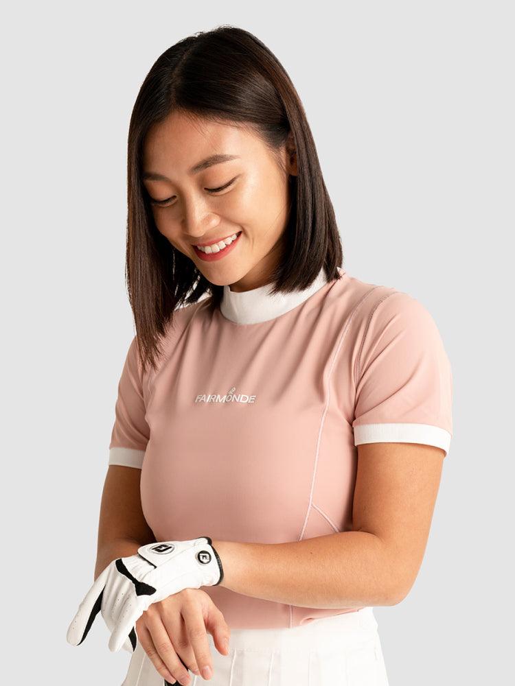 Mock Neck Tee - Blushing Rose