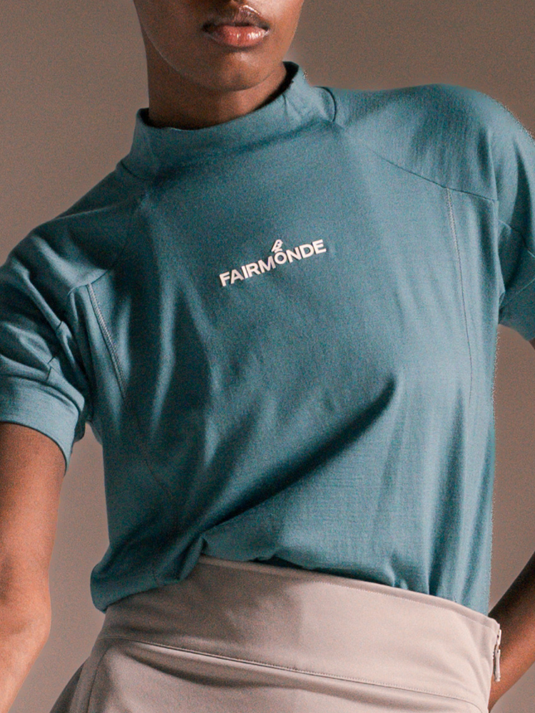 Merino Mock Neck Tee - Sea Pine